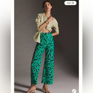 Anthropologie Maeve Colette Cropped Wide Leg Pants 26 Magic Fabric Trousers